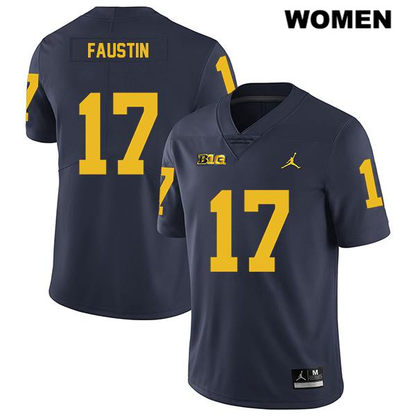 Women's NCAA Michigan Wolverines Sammy Faustin #17 Navy Jordan Brand Authentic Stitched Legend Football College Jersey BA25N81YA